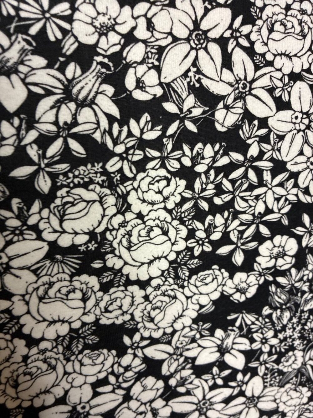 Vintage White Stag Floral Cotton Top Womens Large 12/14 Black White Short Sleeve - Picture 3 of 8
